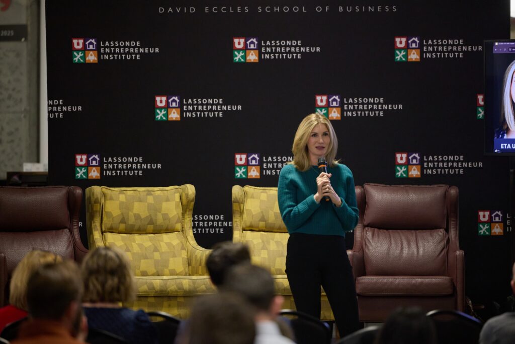 A Utah business owner speaking at the Durable Speaker Series